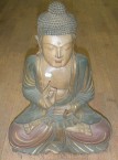 bouddha en bois suar de Bali teinté