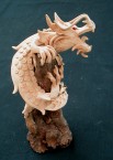 dragon sur bois en teak