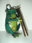 grenouille en métal : bougoir ou porte encens