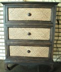 armoire avec 3 tiroirs avec rotin