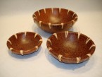 brûleur de cone série de 3 assiettes décoré avec rotin