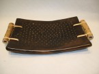 brûleur de cone assiette noir décoré avec bambou