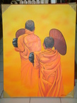 Peinture des moines 60x80