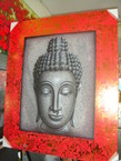 Peinture de boeddha blanc/noir 60x80