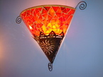 Lampe en verre et en fer forgé 30cm